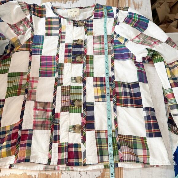 Sézane Chemise Bruna Patchwork Long Sleeve Blouse FR 42 US 10 Boho Cottagecore - Picture 8 of 14